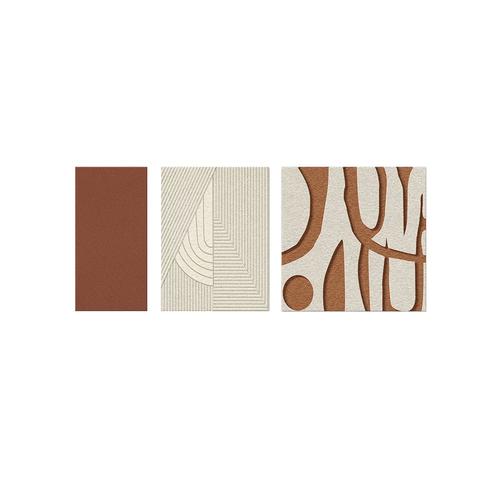 HMR - 3 Pieces Japandi Abstract 3D Geometric Wall Decor Sculpture Art Set Living Room Bedroom