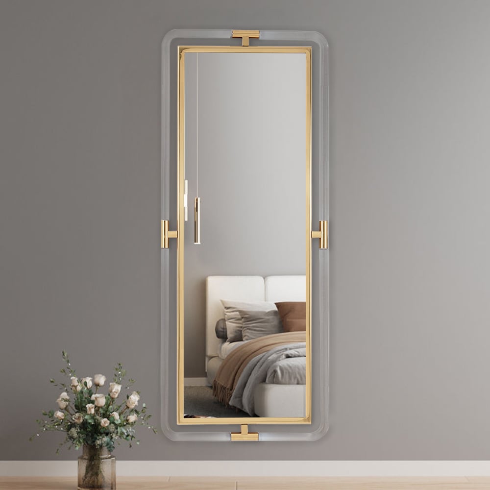 HMR - 47.2"Modern Gold Full Length Large Long Wall Mirror Decor Acrylic & Metal Frame