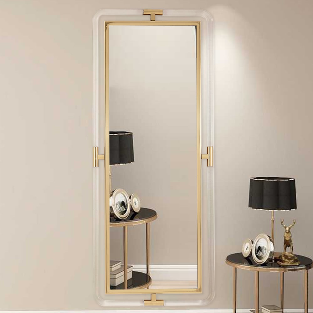 HMR - 47.2"Modern Gold Full Length Large Long Wall Mirror Decor Acrylic & Metal Frame