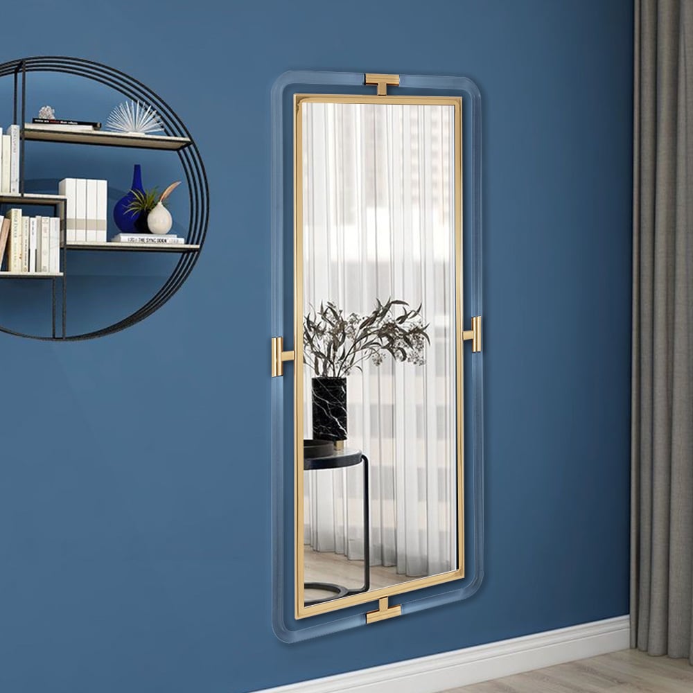 HMR - 47.2"Modern Gold Full Length Large Long Wall Mirror Decor Acrylic & Metal Frame