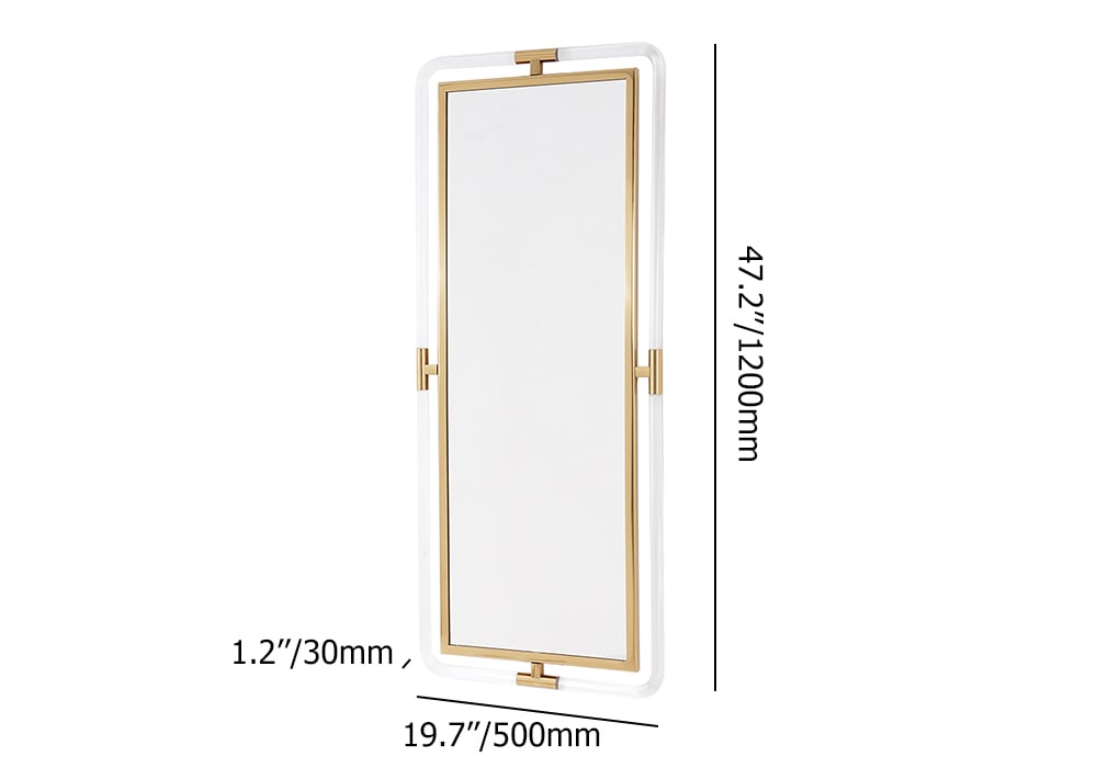 HMR - 47.2"Modern Gold Full Length Large Long Wall Mirror Decor Acrylic & Metal Frame