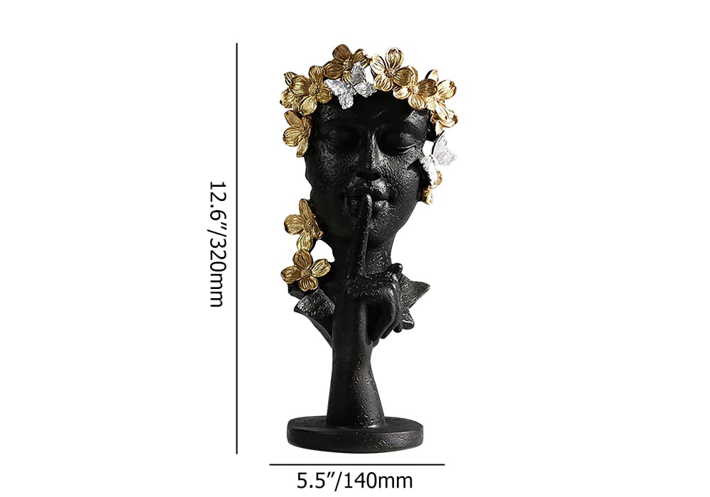 HMR - Black & Gold Thinker Sculpture Statue Resin Romantic Silence Desktop Ornament