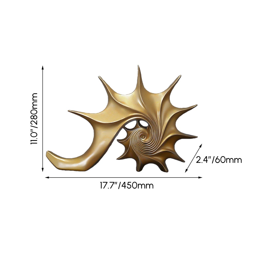 HMR - 15.9" Gold Shell Conch Sculpture Decor Art Modern Resin Figurine Statue Living Room