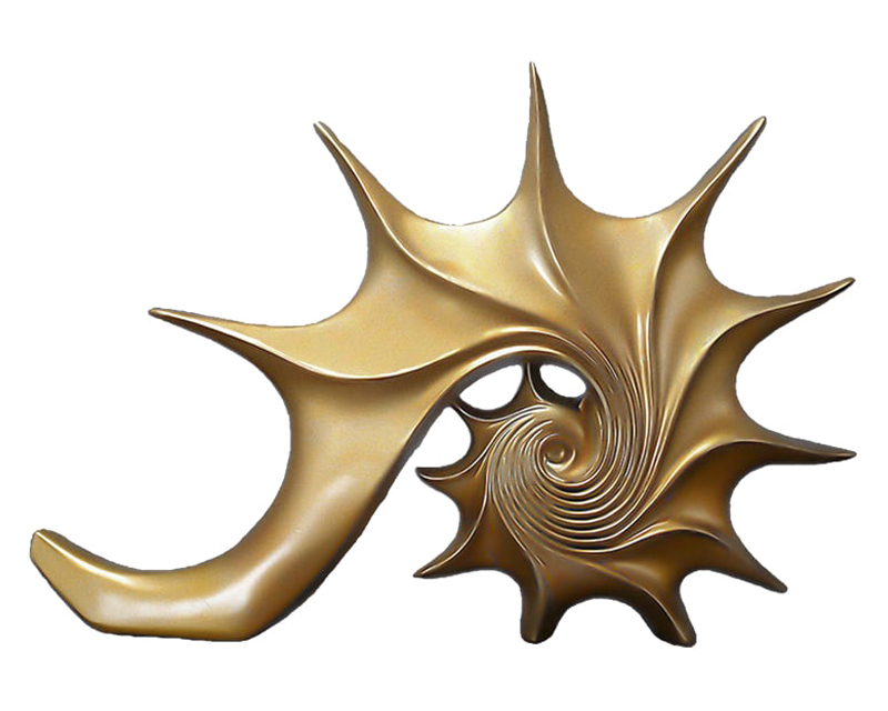 HMR - 15.9" Gold Shell Conch Sculpture Decor Art Modern Resin Figurine Statue Living Room