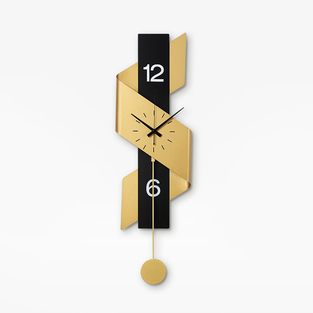 HMR - 34.3" Modern Geometric Gold & Black Digital Wall Clock Oversized Wall Decor For Living R