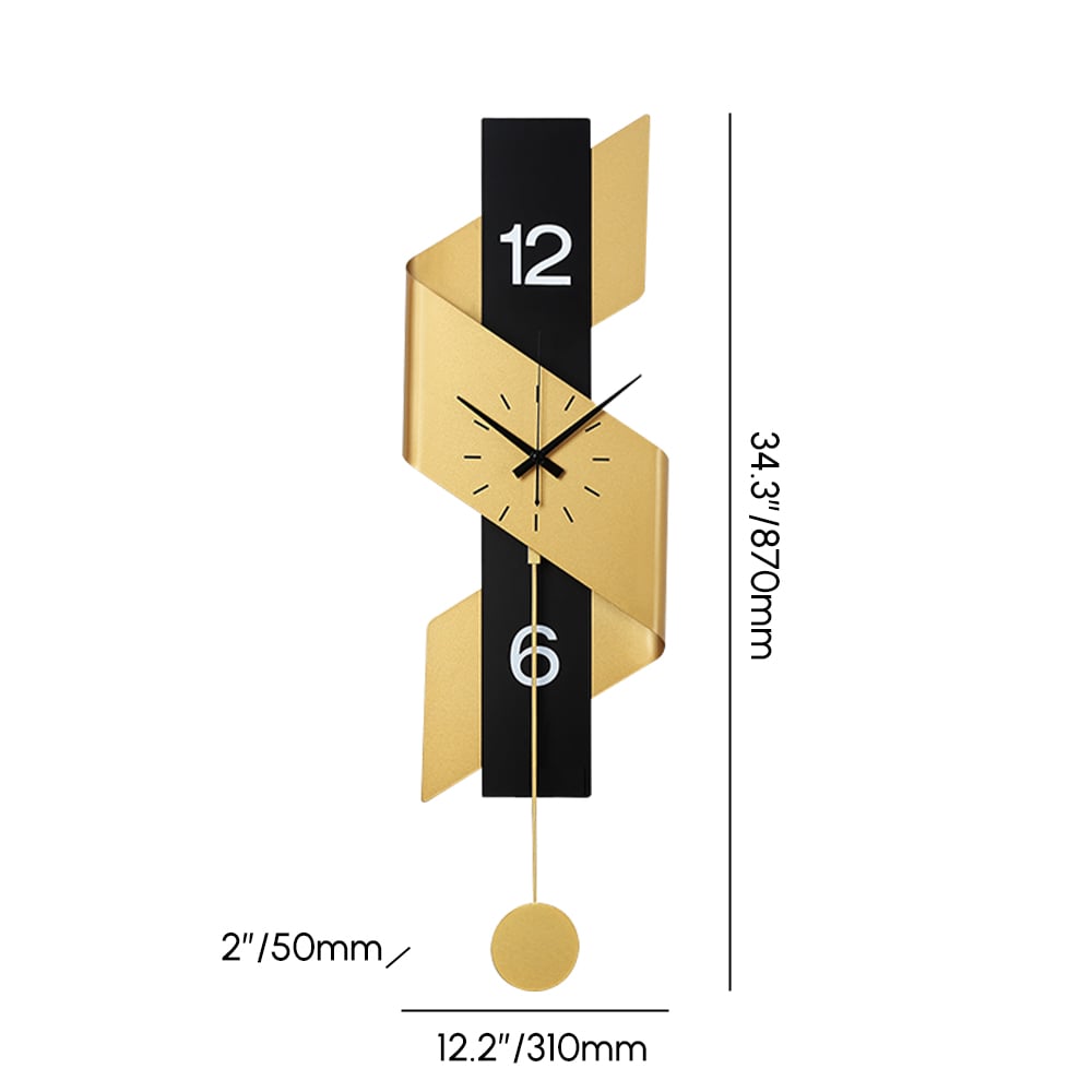HMR - 34.3" Modern Geometric Gold & Black Digital Wall Clock Oversized Wall Decor For Living R
