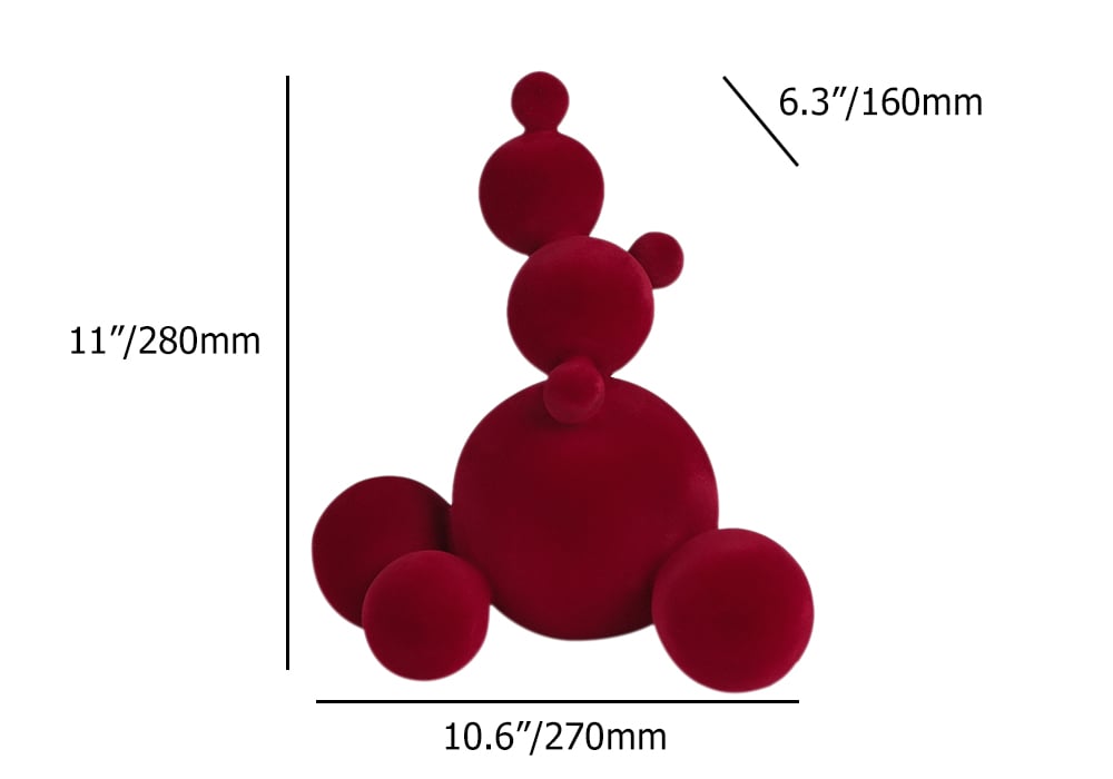 HMR - Abstract Accumulate Snowballs Snowman Sculpture Art Modern Resin Flocking Decor Wine Red
