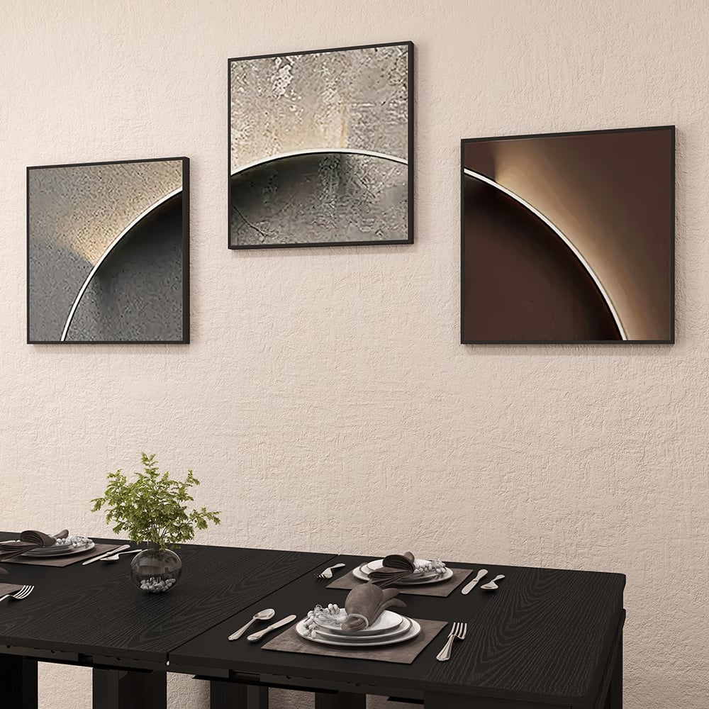 HMR - 3-Pieces Modern Abstract Wall Decor Set Square Canvas Print with Frame Living Room
