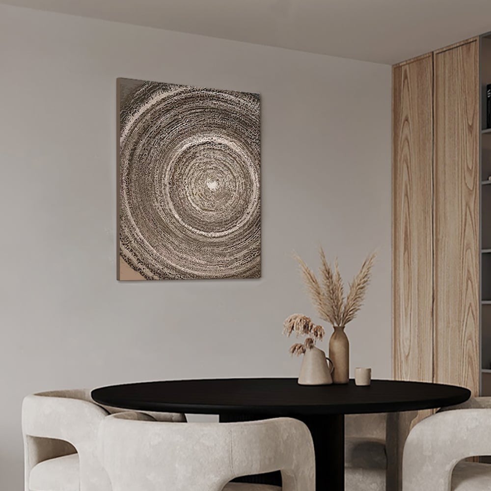HMR - Japandi Wall Decor for Living Room Bedroom Home Geometry Art Painting in Brown