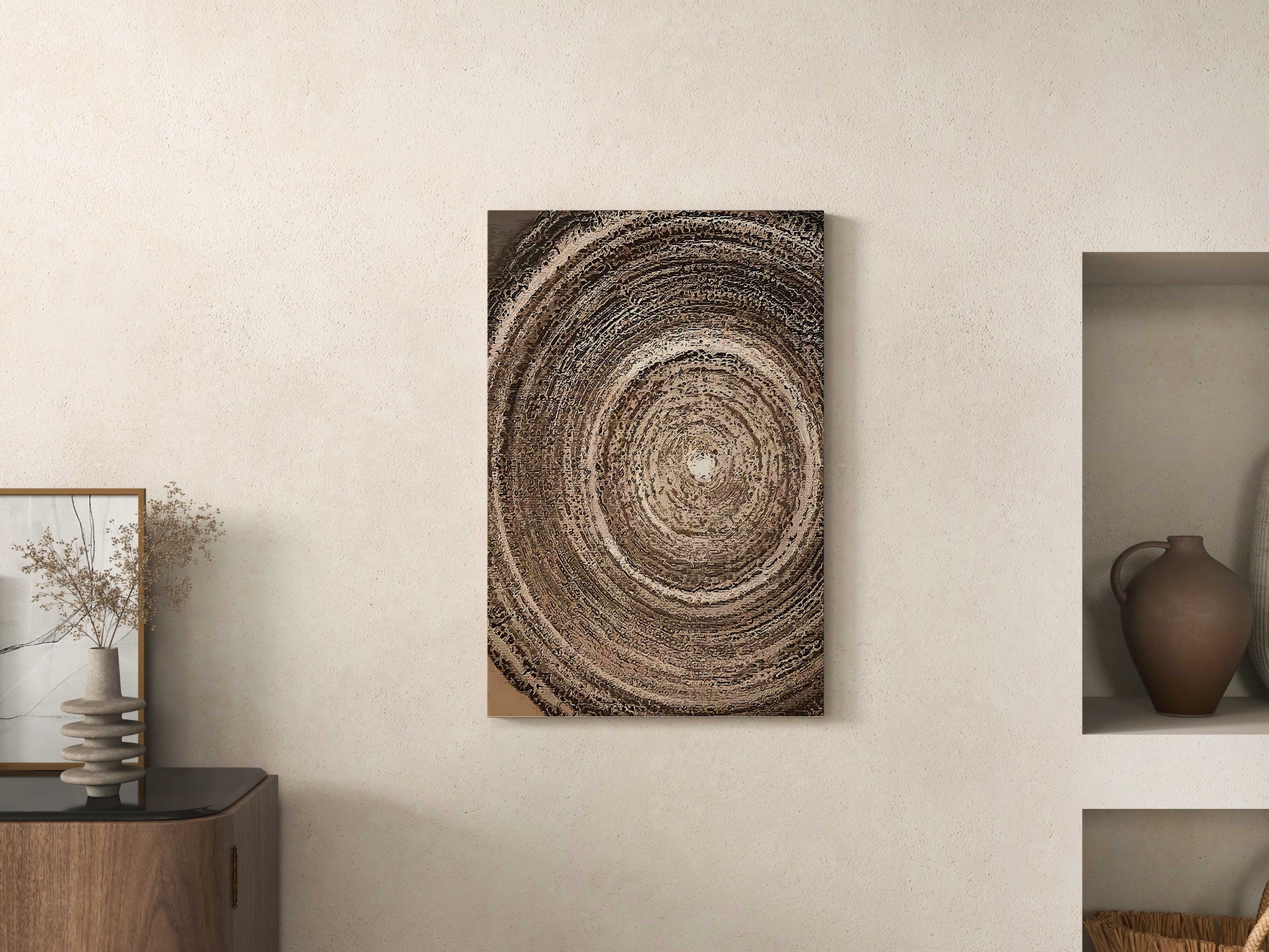 HMR - Japandi Wall Decor for Living Room Bedroom Home Geometry Art Painting in Brown
