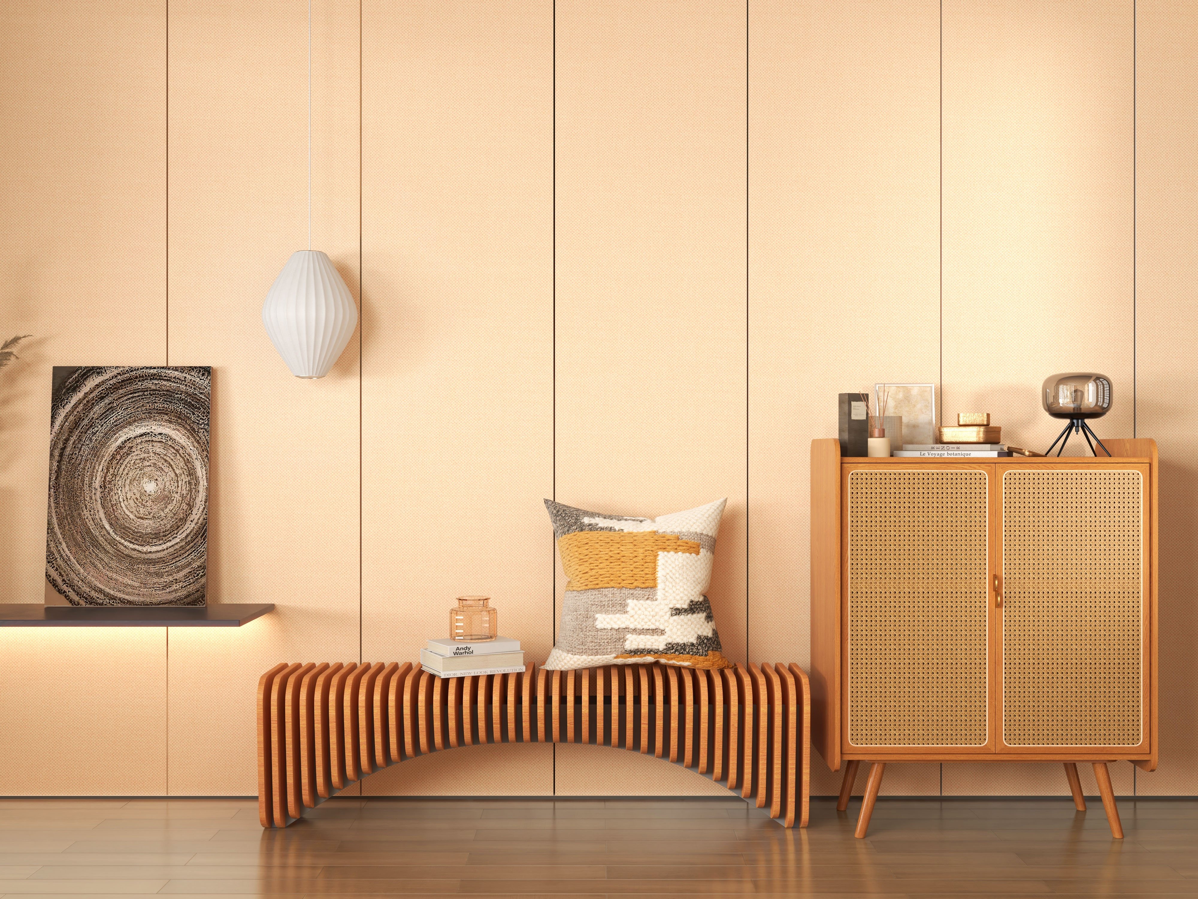 HMR - Japandi Wall Decor for Living Room Bedroom Home Geometry Art Painting in Brown