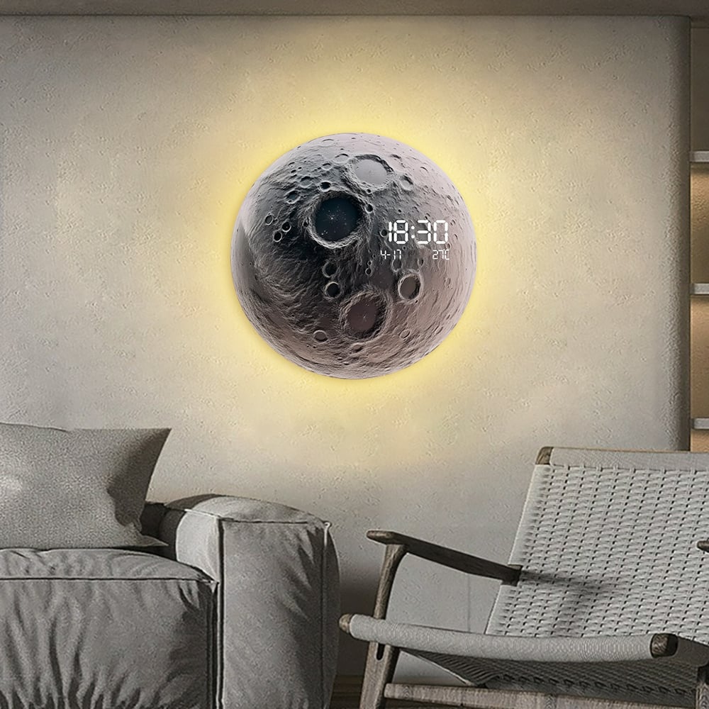 HMR - Modern and Unique LED Wall Clock Moon-inspired Home Decor