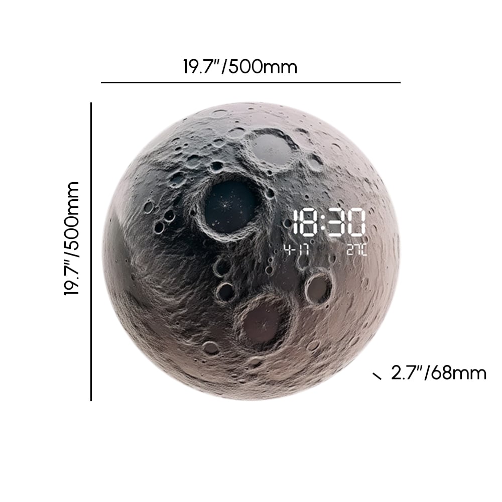 HMR - Modern and Unique LED Wall Clock Moon-inspired Home Decor
