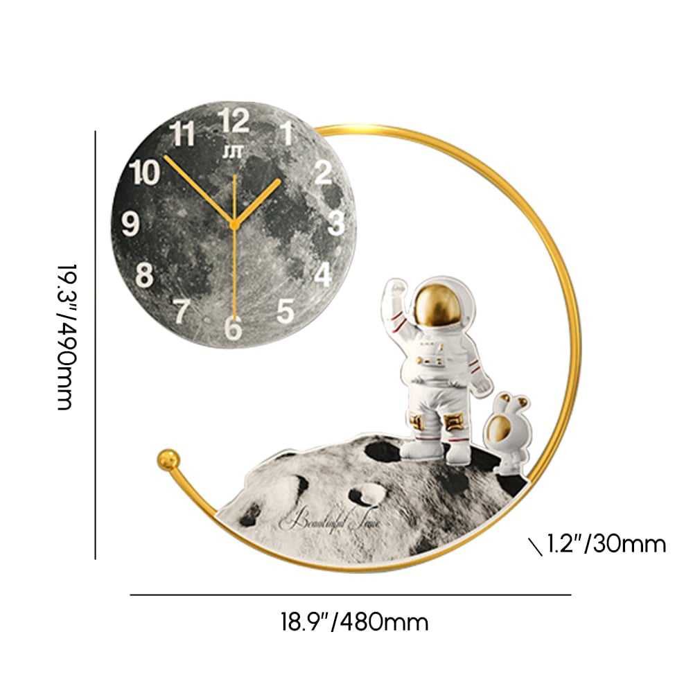 HMR - 20.5" Modern Astronaut Metal Acrylic Round Wall Clock with LED Lights