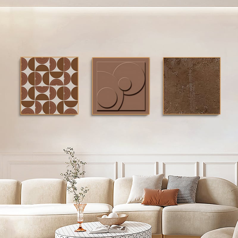 HMR - 3-Pieces Modern Square Wall Decor Set 20" x 20" Abstract Canvas Painting Art Living Room