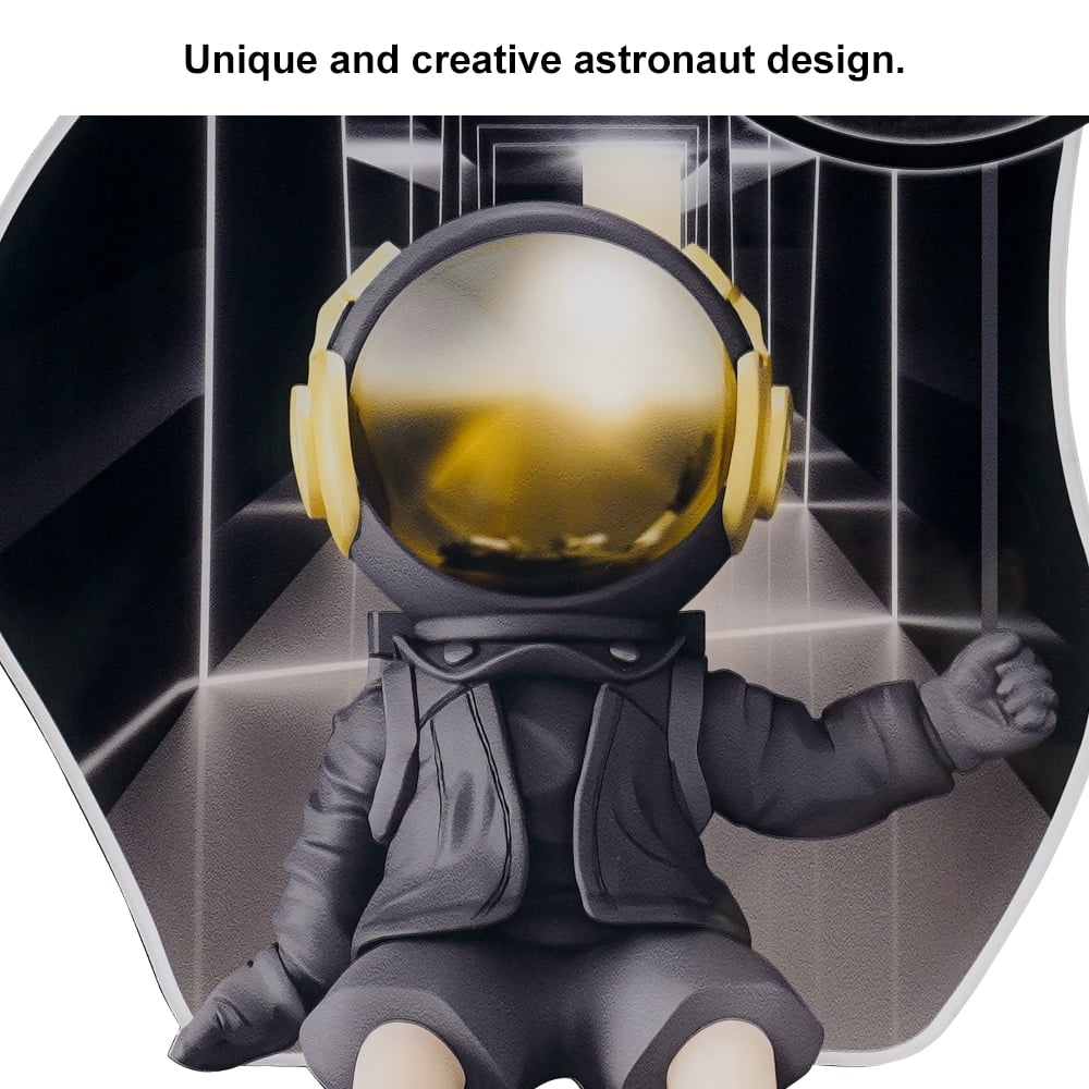 HMR - 23.6" LED Digital Astronaut Wall Clock Spaceman Decor Art Living Room Bedroom in Black