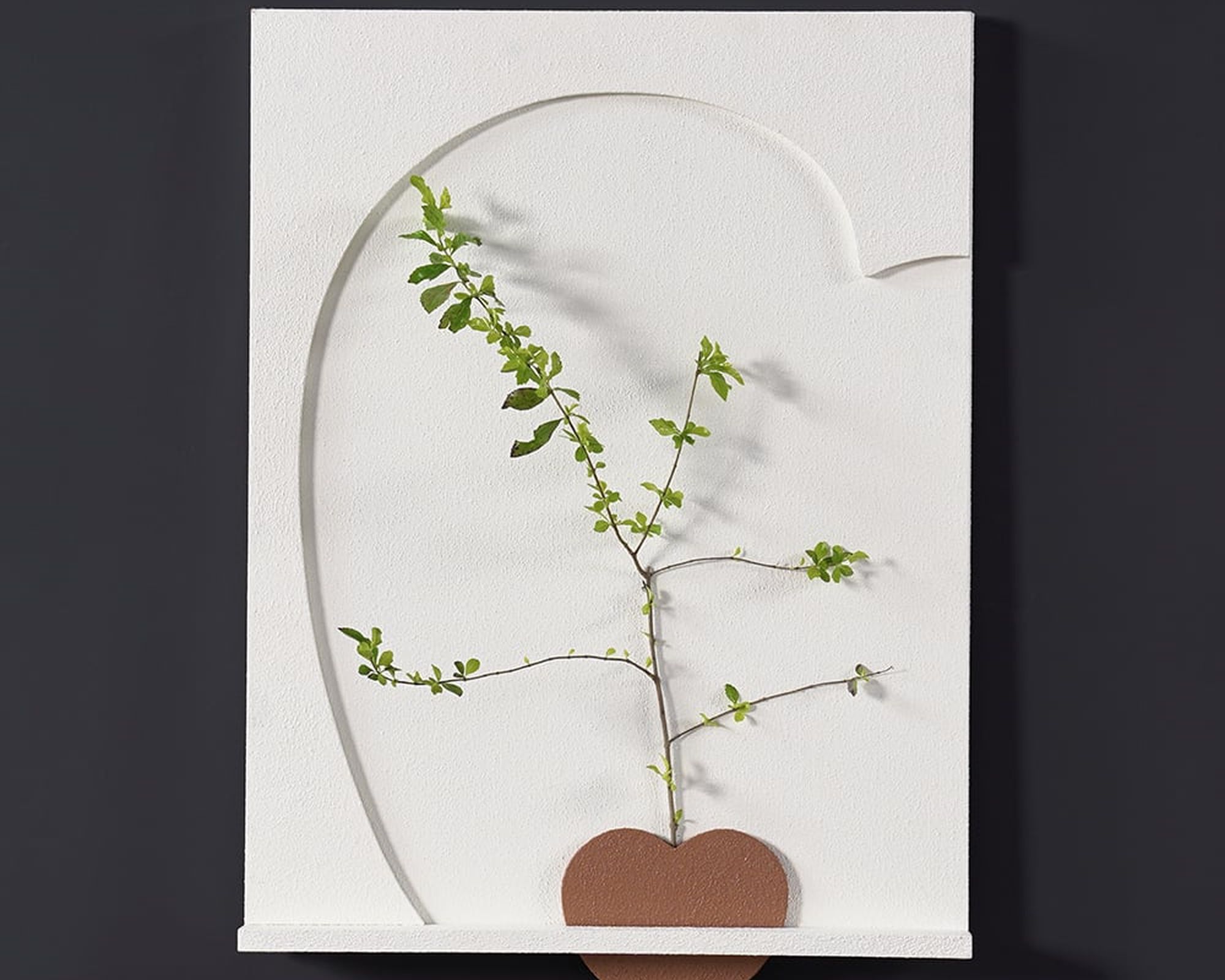 HMR - 3D Abstract 27.6" Japandi Wall Art Sculpture Decor With Shelf & Vase Living Room Bedroom