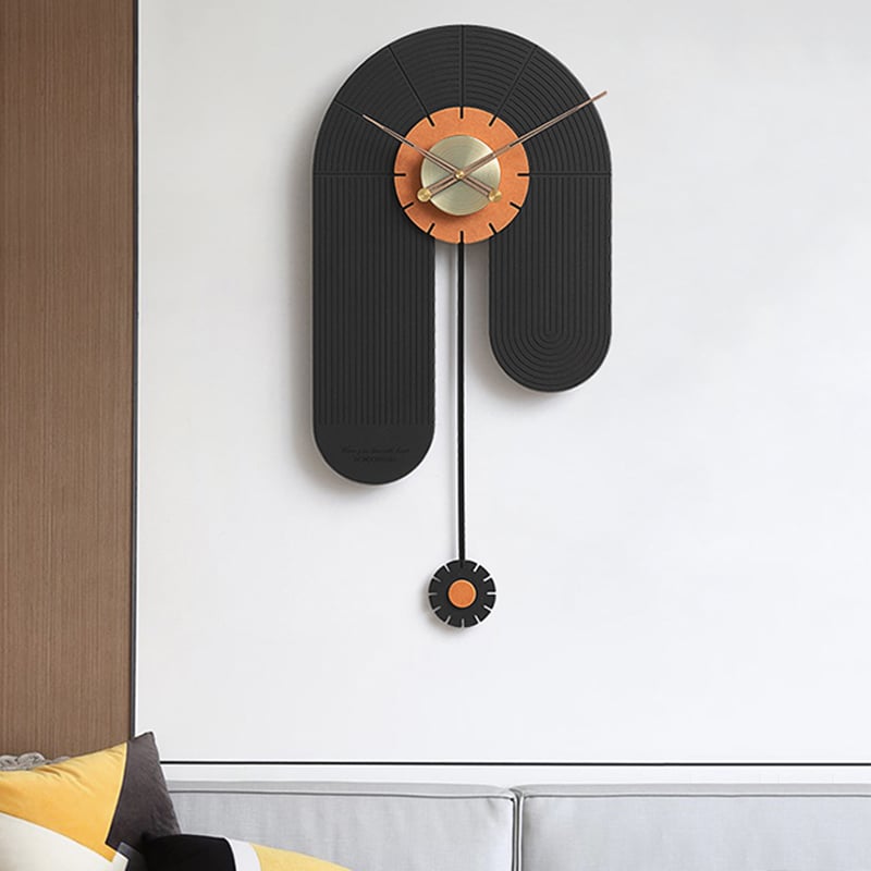 HMR - Modern Large Wall Clock Irregular Metal Oversized Decorative Wall Clocks in Black