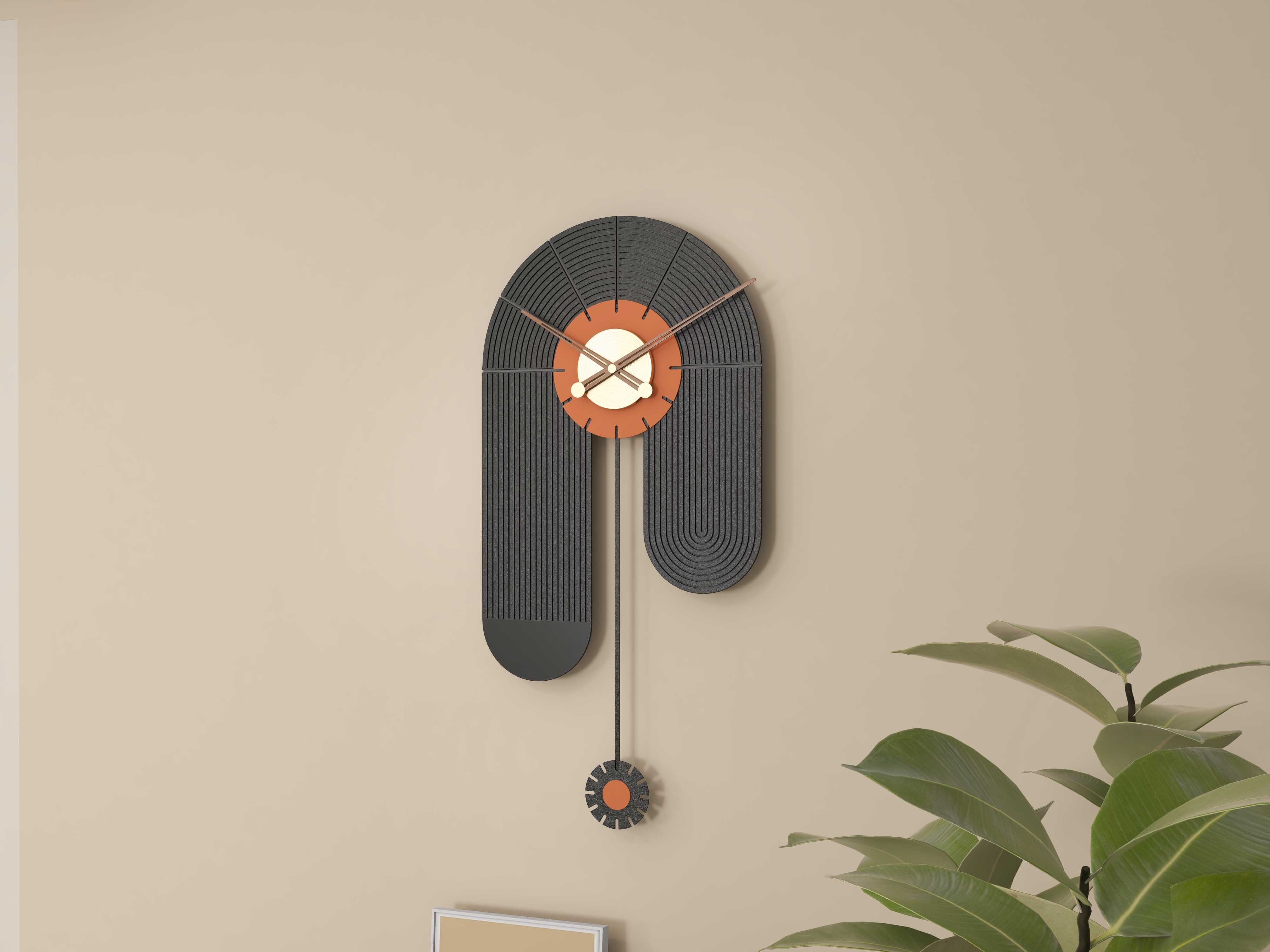 HMR - Modern Large Wall Clock Irregular Metal Oversized Decorative Wall Clocks in Black