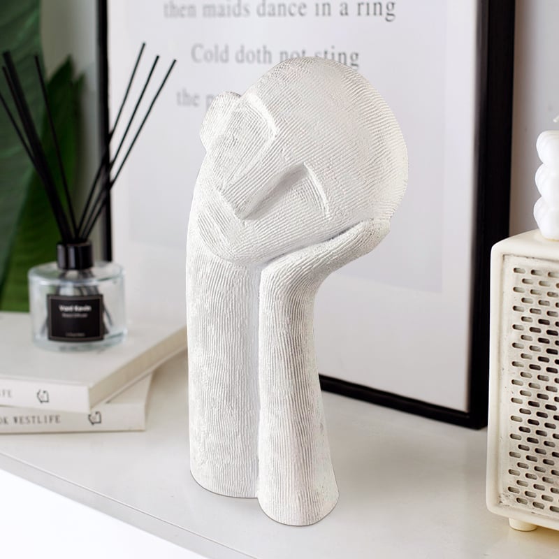 HMR - Modern Abstract White Resin Person Ornament Sculpture Home People Figurine Decor Art