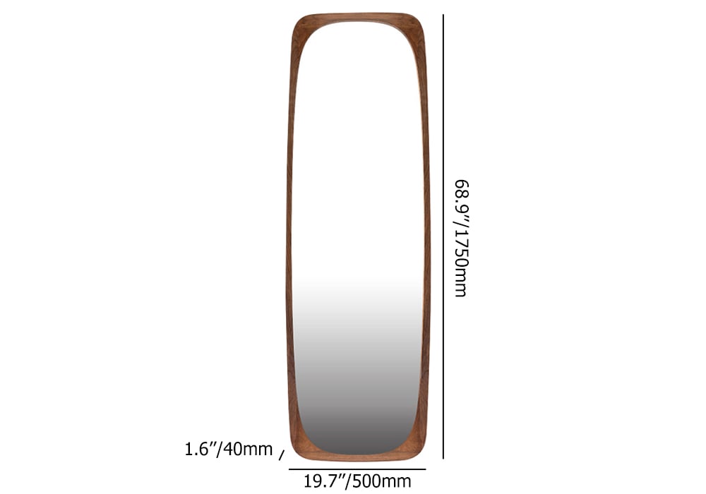 HMR - Mid-Century Rectangle Full Length Floor Mirror Wood Frame 69"x 20" Leaning Mirror Walnut