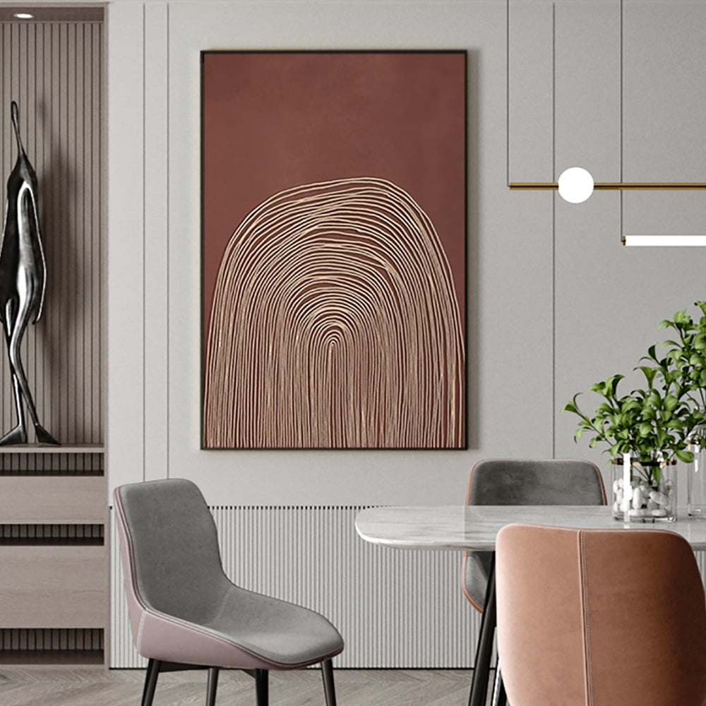 HMR - Modern Wall Decor for Living Room Bedroom Abstract Geometric Print Art in Red & Gold