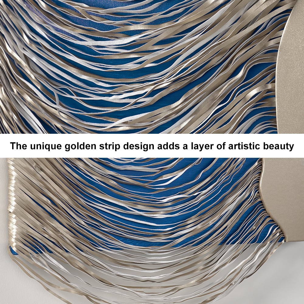 HMR 3D Modern Geometric Abstract Wood Wall Decor Art for Living Room Bedroom - Blue & Gold