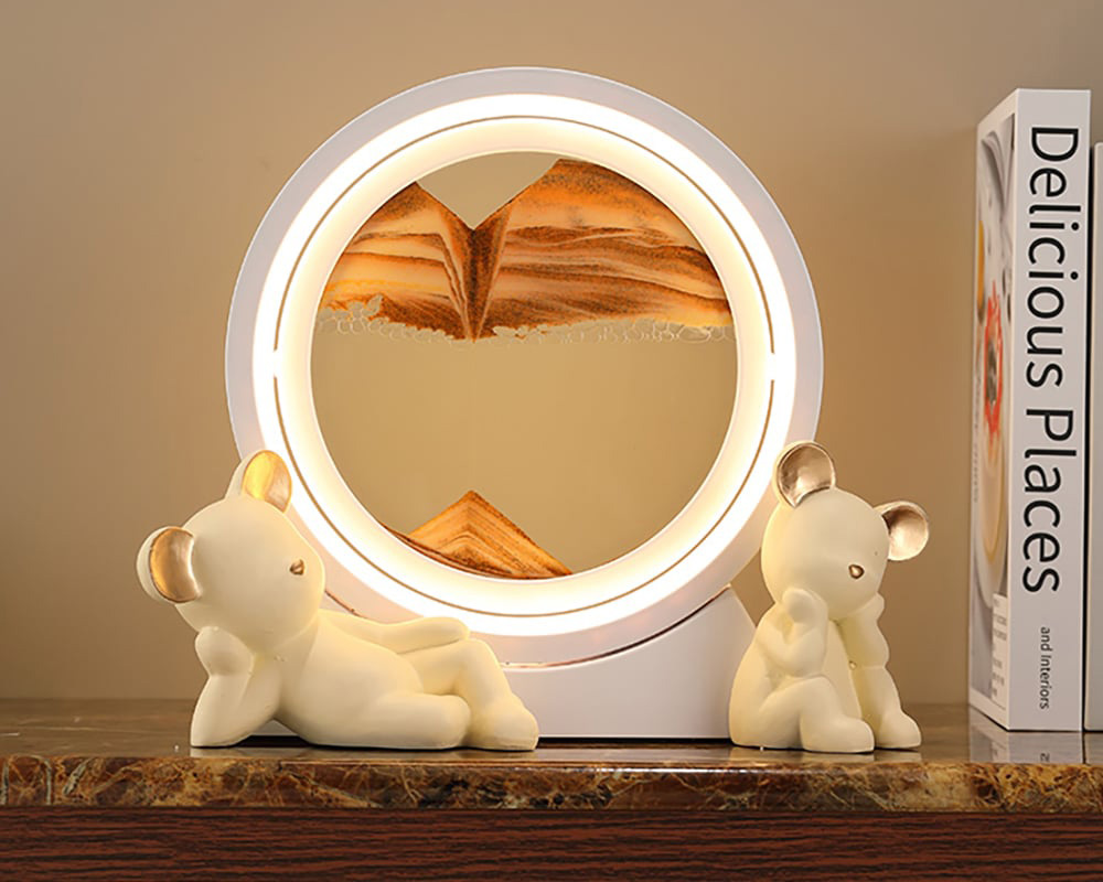HMR - LED Sand Art Lamp Abstract Sand Timer Rotating Sandscape Decor Ornament Living Room