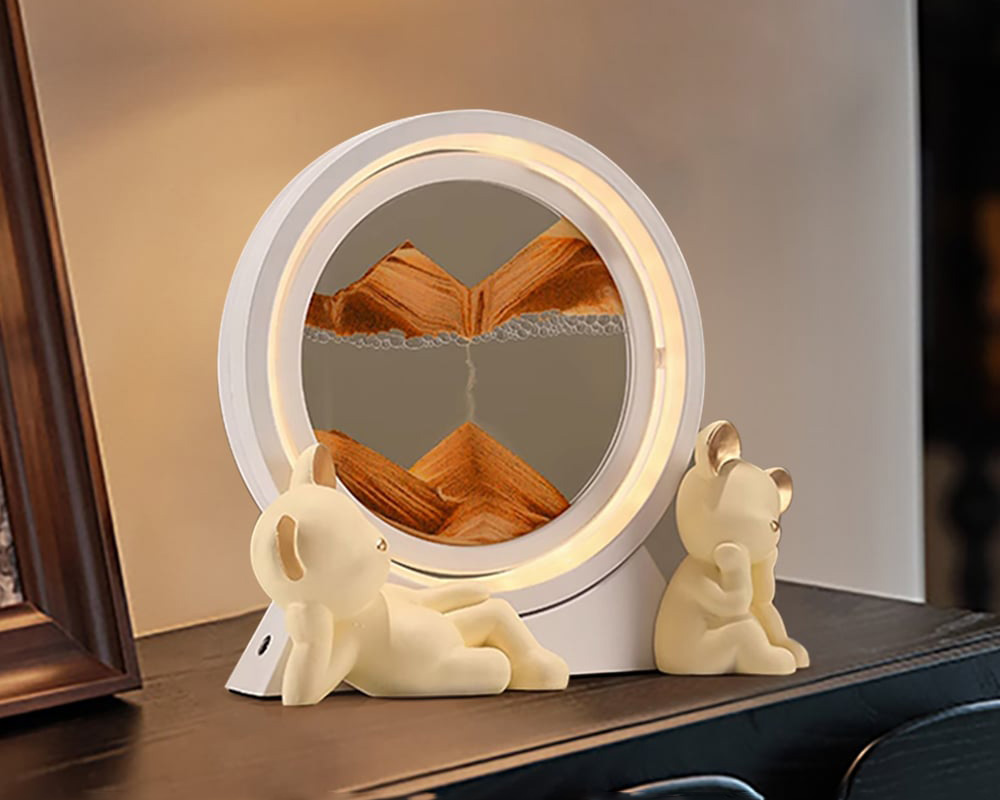 HMR - LED Sand Art Lamp Abstract Sand Timer Rotating Sandscape Decor Ornament Living Room