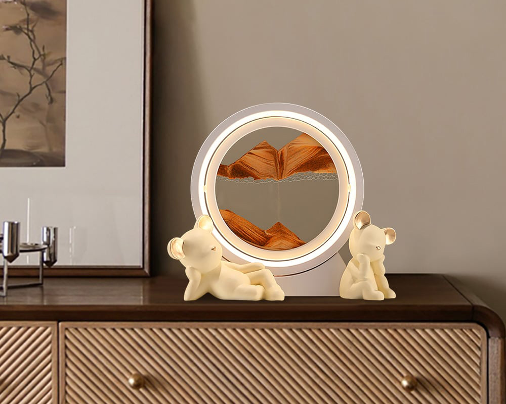 HMR - LED Sand Art Lamp Abstract Sand Timer Rotating Sandscape Decor Ornament Living Room
