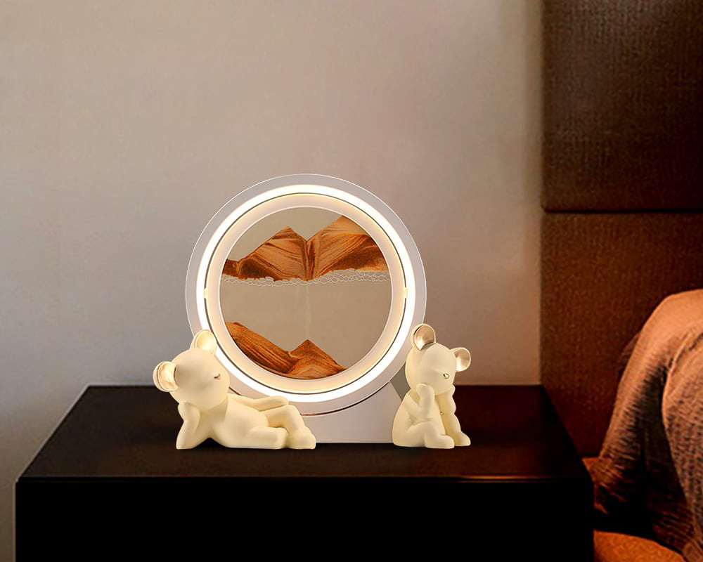 HMR - LED Sand Art Lamp Abstract Sand Timer Rotating Sandscape Decor Ornament Living Room