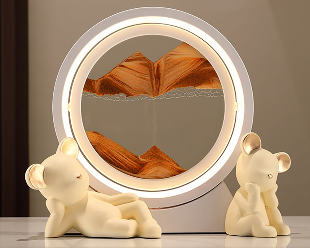 HMR - LED Sand Art Lamp Abstract Sand Timer Rotating Sandscape Decor Ornament Living Room