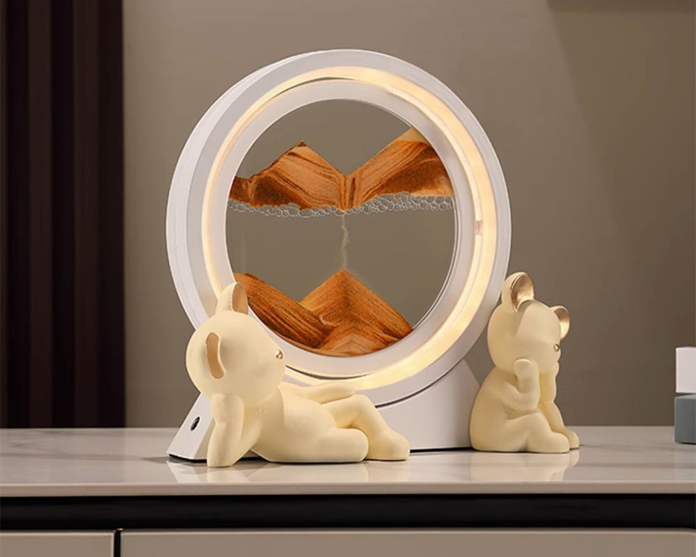 HMR - LED Sand Art Lamp Abstract Sand Timer Rotating Sandscape Decor Ornament Living Room
