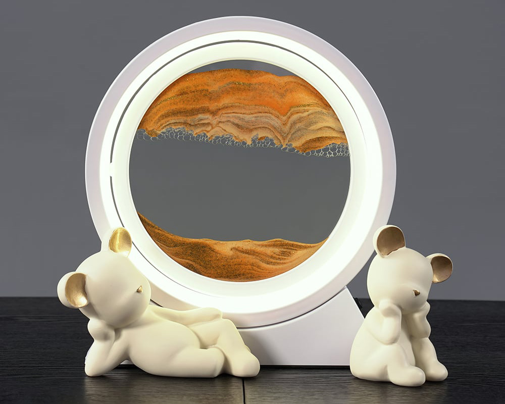HMR - LED Sand Art Lamp Abstract Sand Timer Rotating Sandscape Decor Ornament Living Room