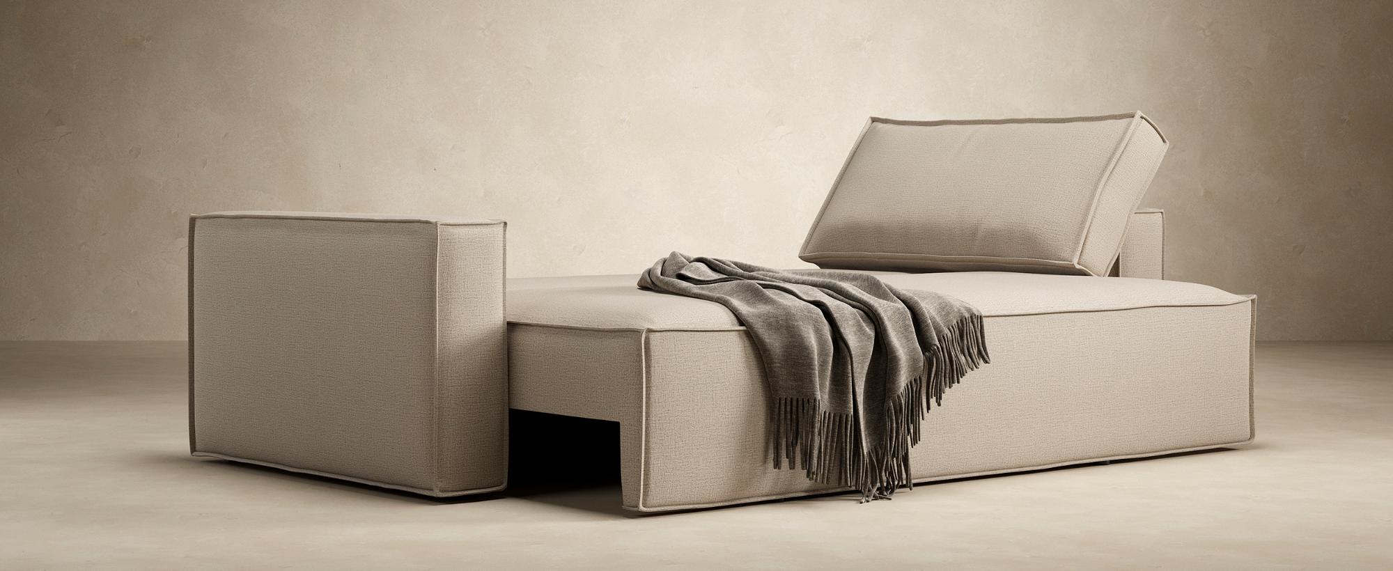 Innovation Living Newilla Sofa Bed with Standard Arms - 536 Bouclé Ochre