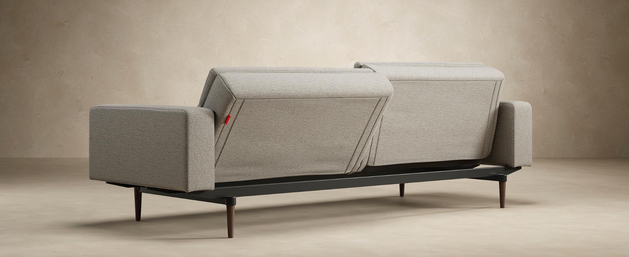 Innovation Living Dublexo Styletto Sofa Bed Dark Wood with Arms - 506 Elegance Paprika