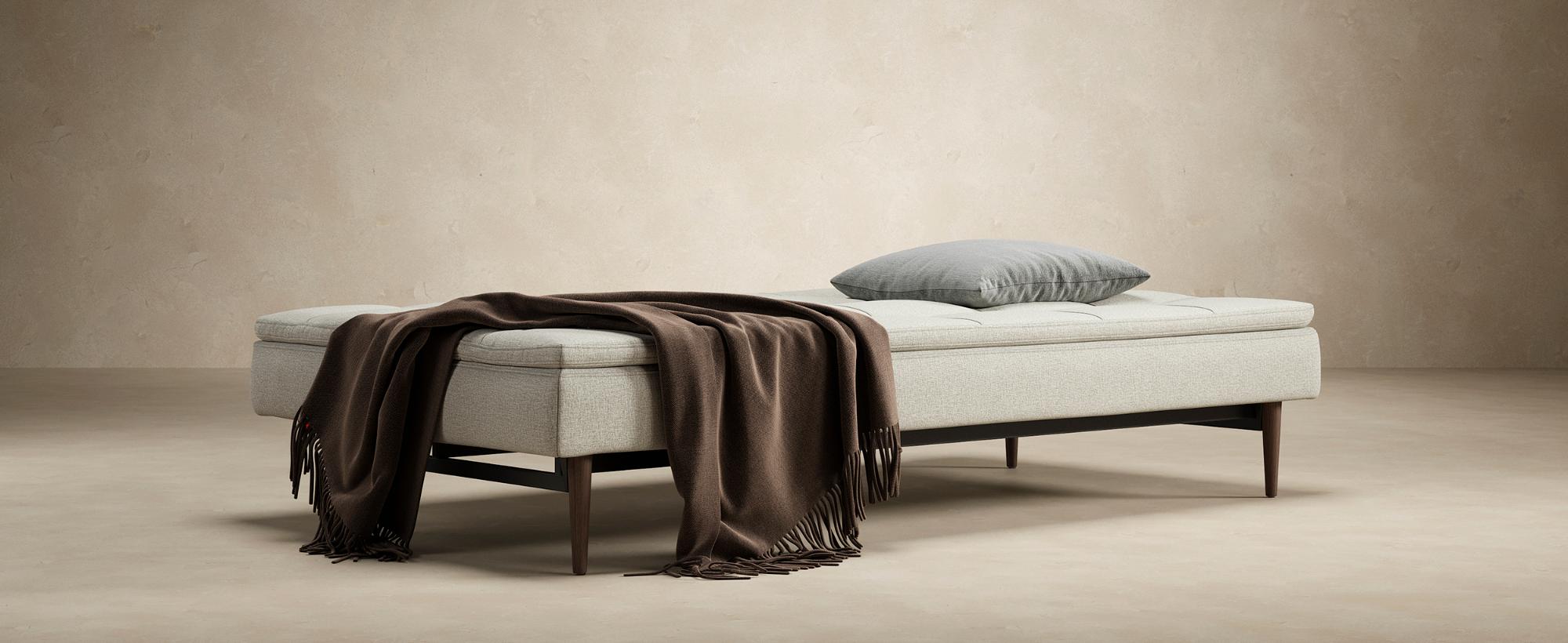 Innovation Living Dublexo Styletto Sofa Bed Dark Wood - 575 Vivus Dusty Olive