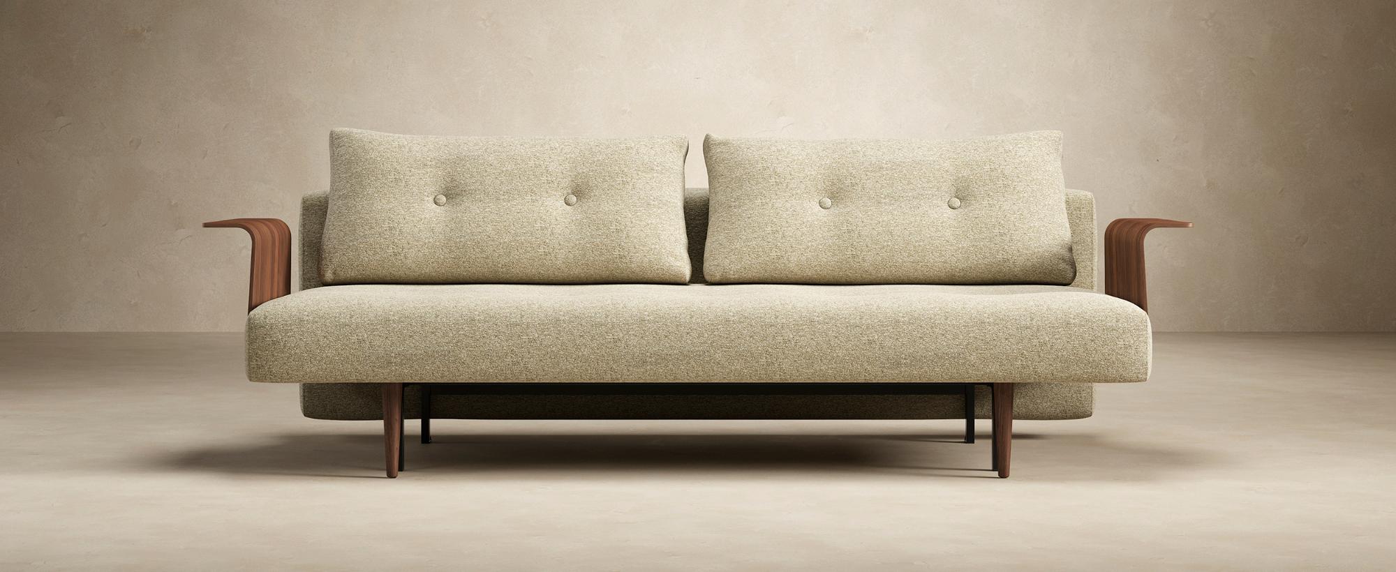 Innovation Living Recast Plus Sofa Bed Dark Styletto with Arms - 554 Soft Mustard Flower