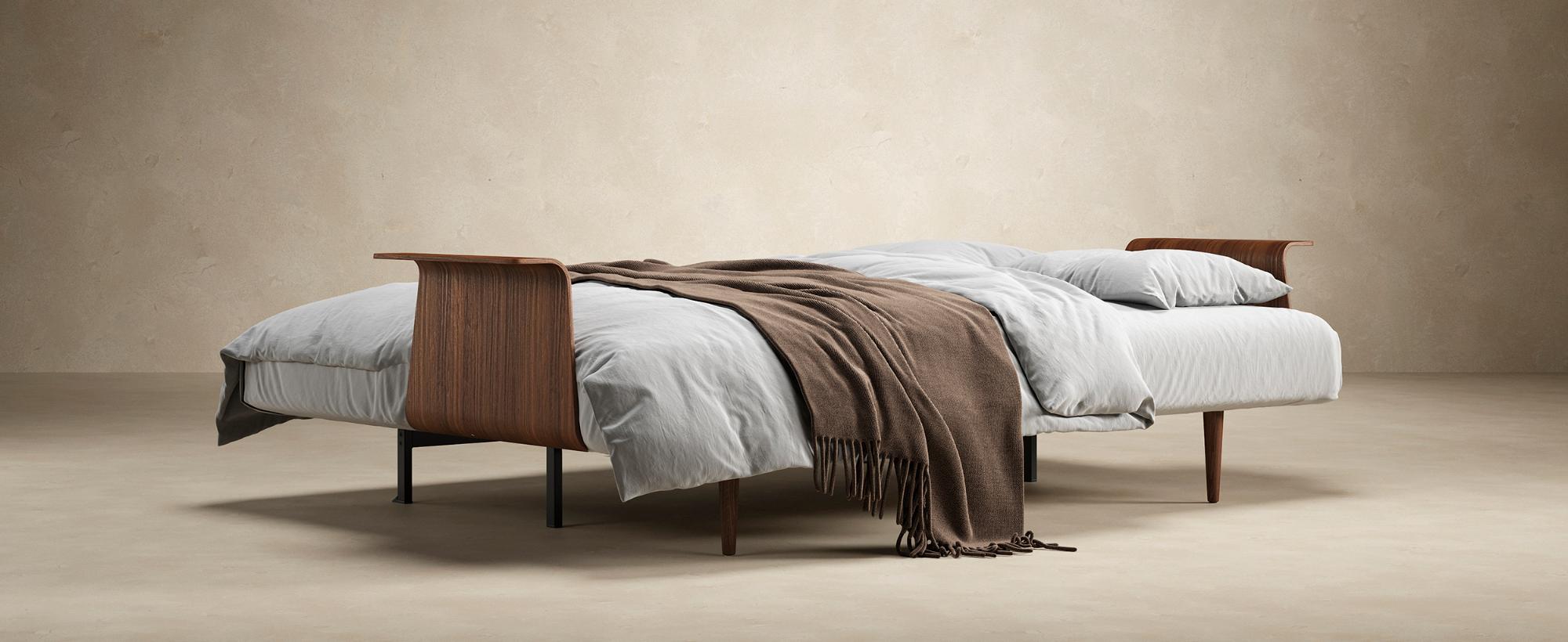 Innovation Living Recast Plus Sofa Bed Dark Styletto with Arms - 554 Soft Mustard Flower