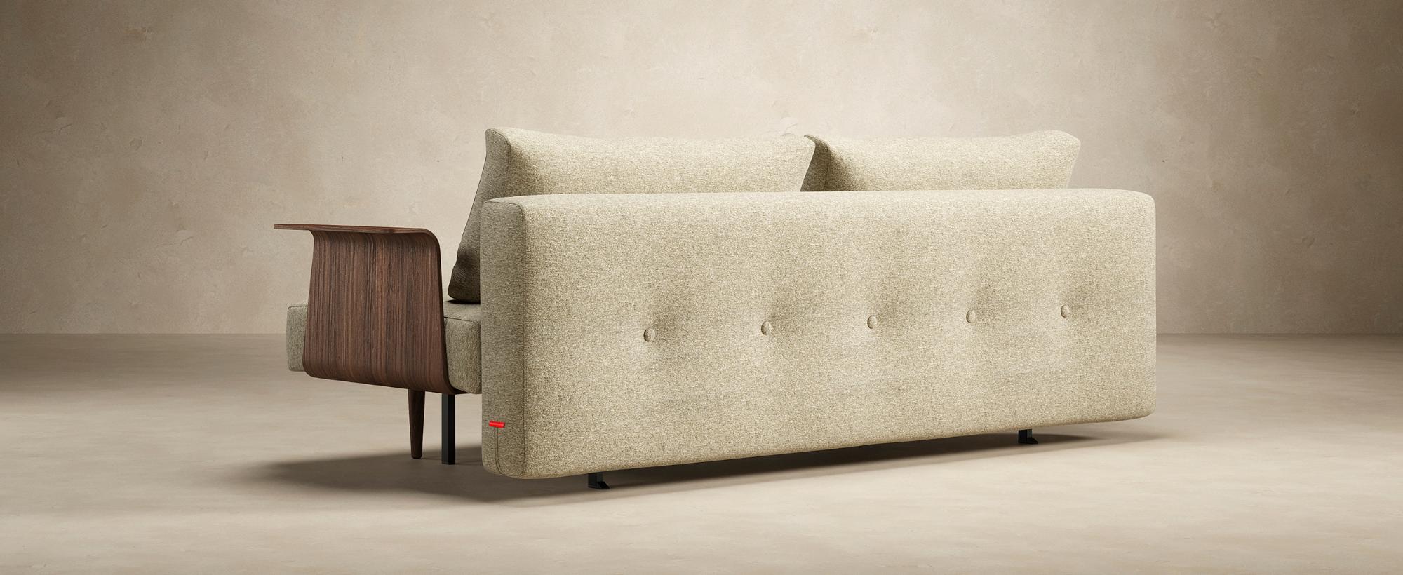 Innovation Living Recast Plus Sofa Bed Dark Styletto with Arms - 554 Soft Mustard Flower