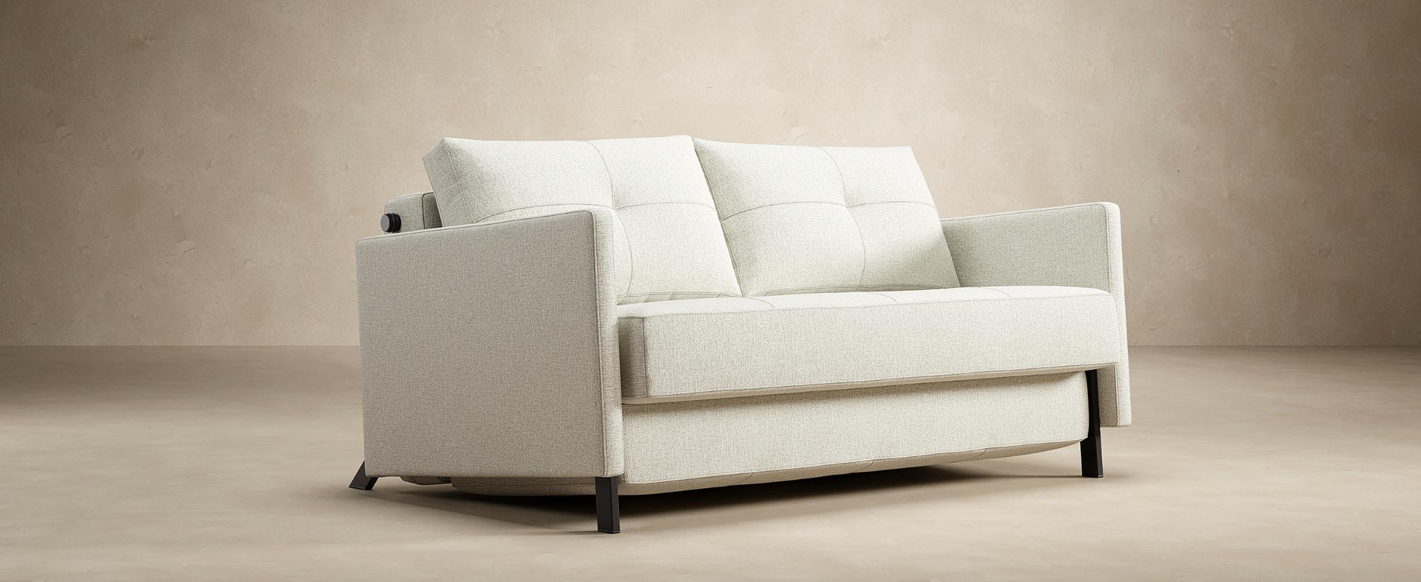 Innovation Living Cubed Full Size Sofa Bed with Dark Wood Legs - 506 Elegance Paprika