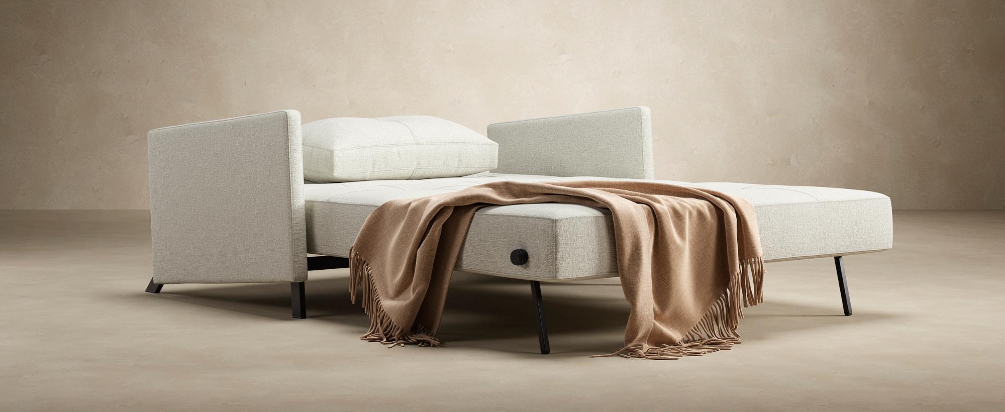Innovation Living Cubed Full Size Sofa Bed with Dark Wood Legs - 506 Elegance Paprika