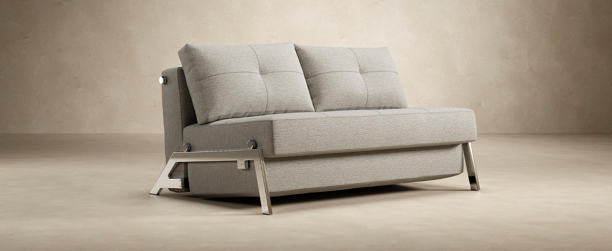 Innovation Living Cubed Full Size Sofa Bed with Chrome legs - 554 Soft Mustard Flower