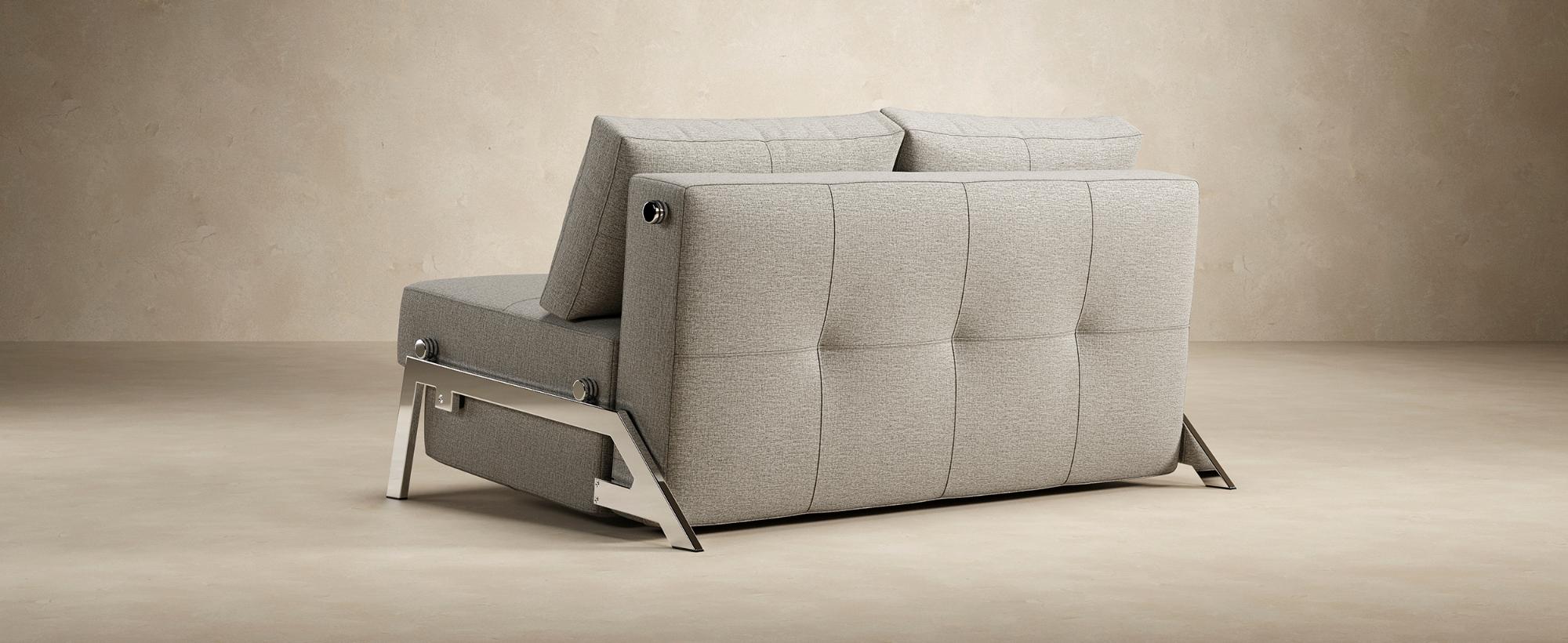 Innovation Living Cubed Full Size Sofa Bed with Chrome legs - 554 Soft Mustard Flower