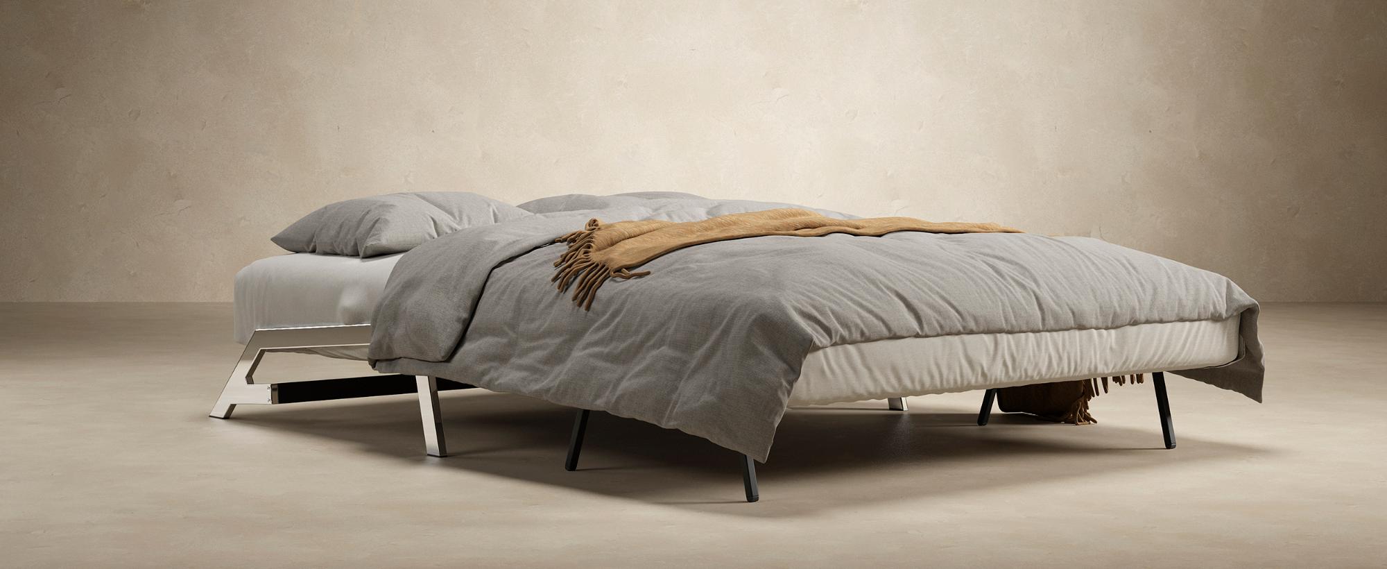 Innovation Living Cubed Full Size Sofa Bed with Chrome legs - 554 Soft Mustard Flower