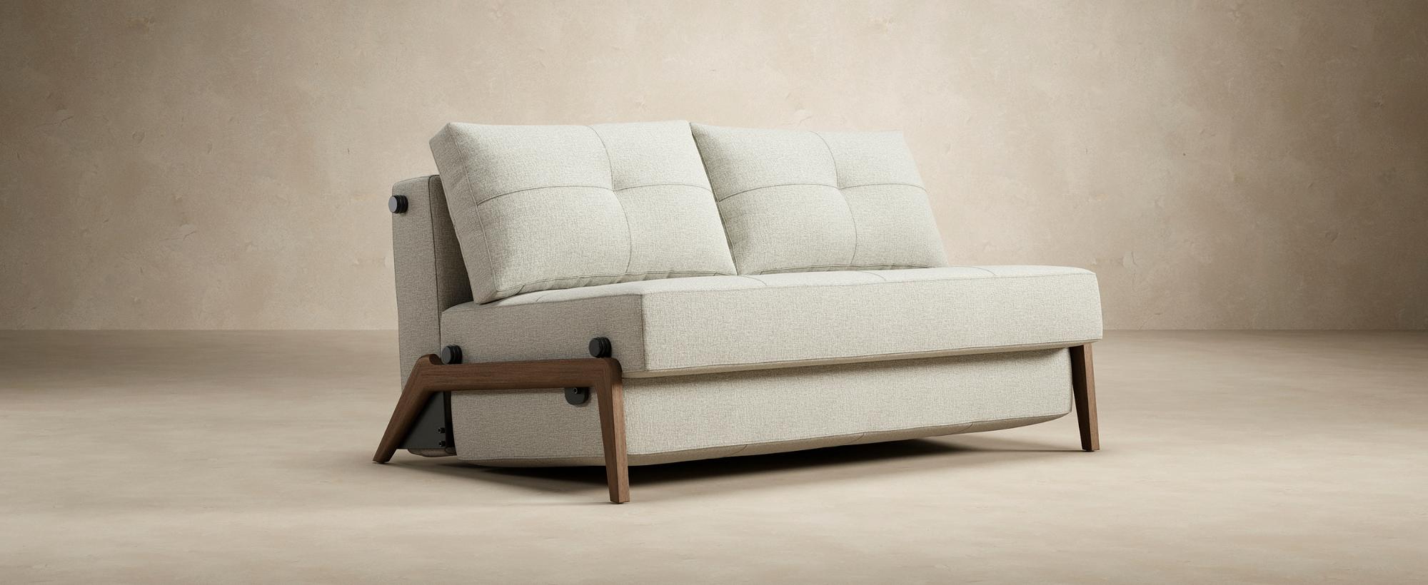 Innovation Living Cubed Full Size Sofa Bed with Dark Wood Legs - 585 Argus Brown