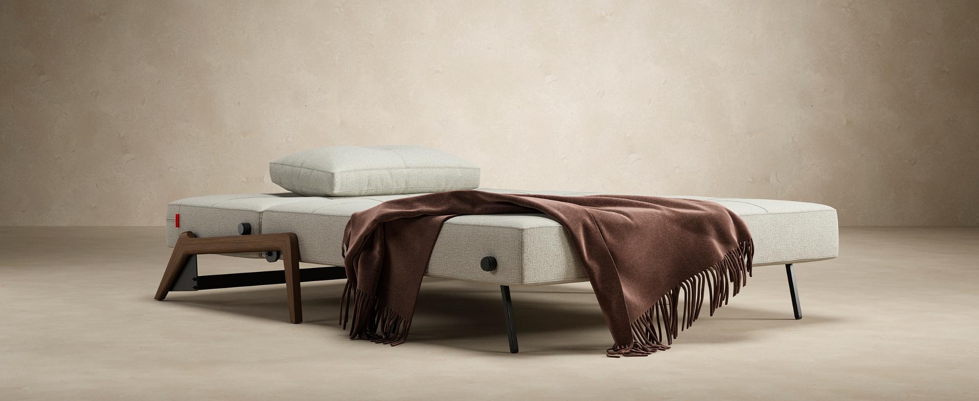 Innovation Living Cubed Full Size Sofa Bed with Dark Wood Legs - 585 Argus Brown