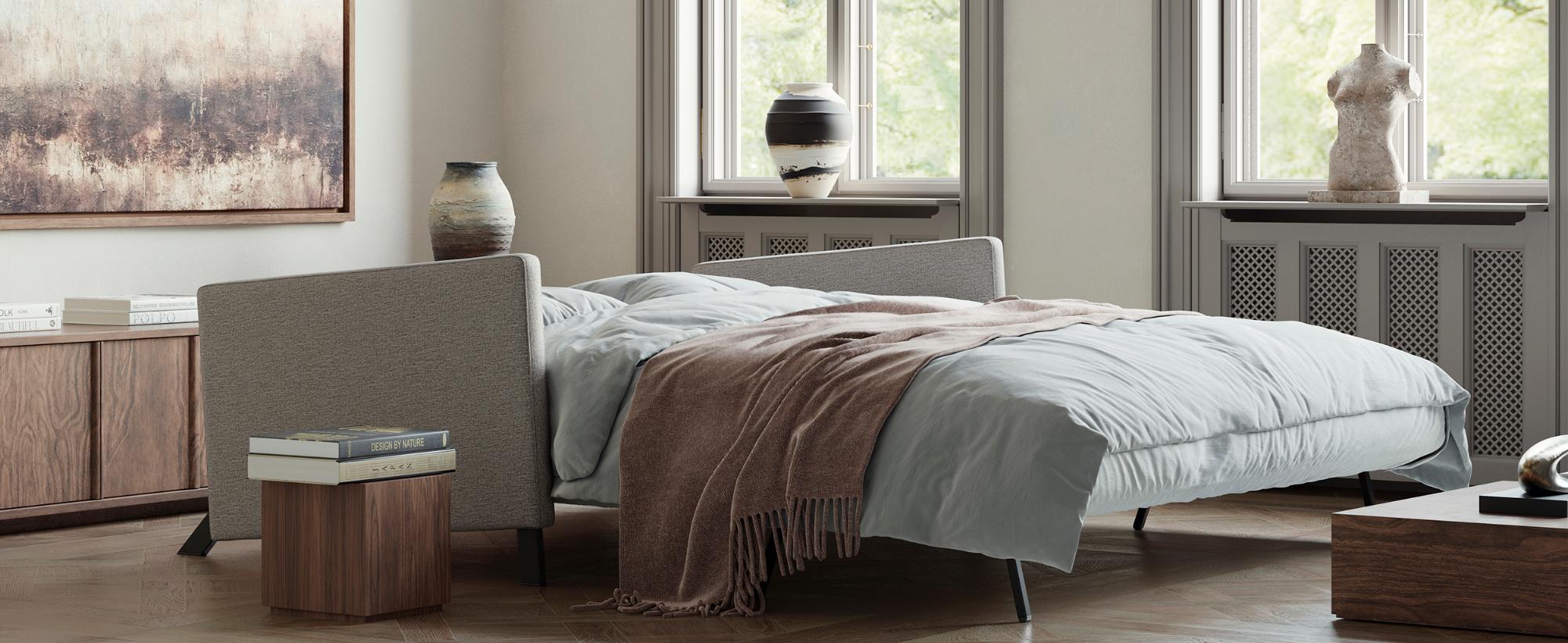 Innovation Living Cubed Queen Size Sofa Bed with Arms - 525 Mixed Dance Light Blue