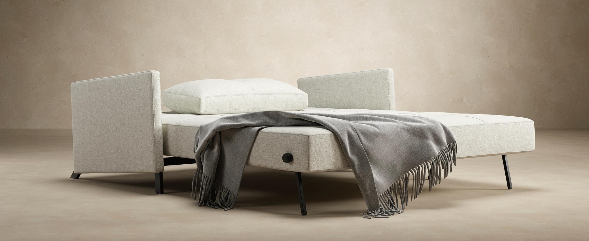 Innovation Living Cubed Queen Size Sofa Bed with Arms - 586 Phobos Latte