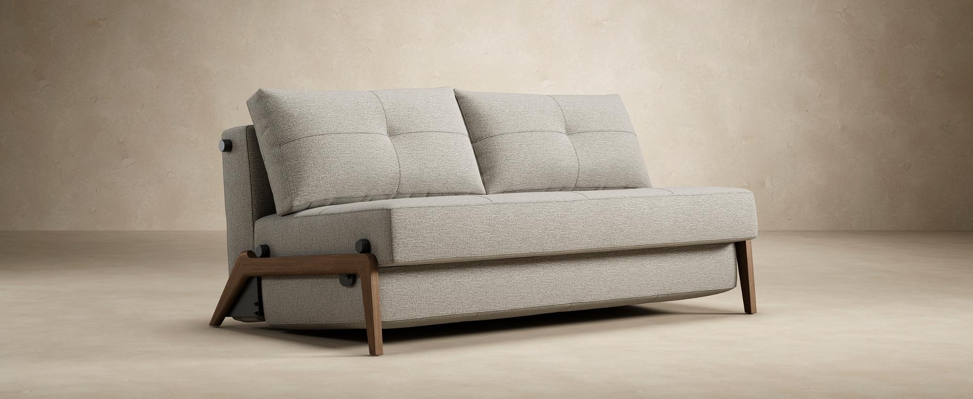 Innovation Living Cubed Queen Size Sofa Bed with Dark Wood Legs - 565 Twist Granite